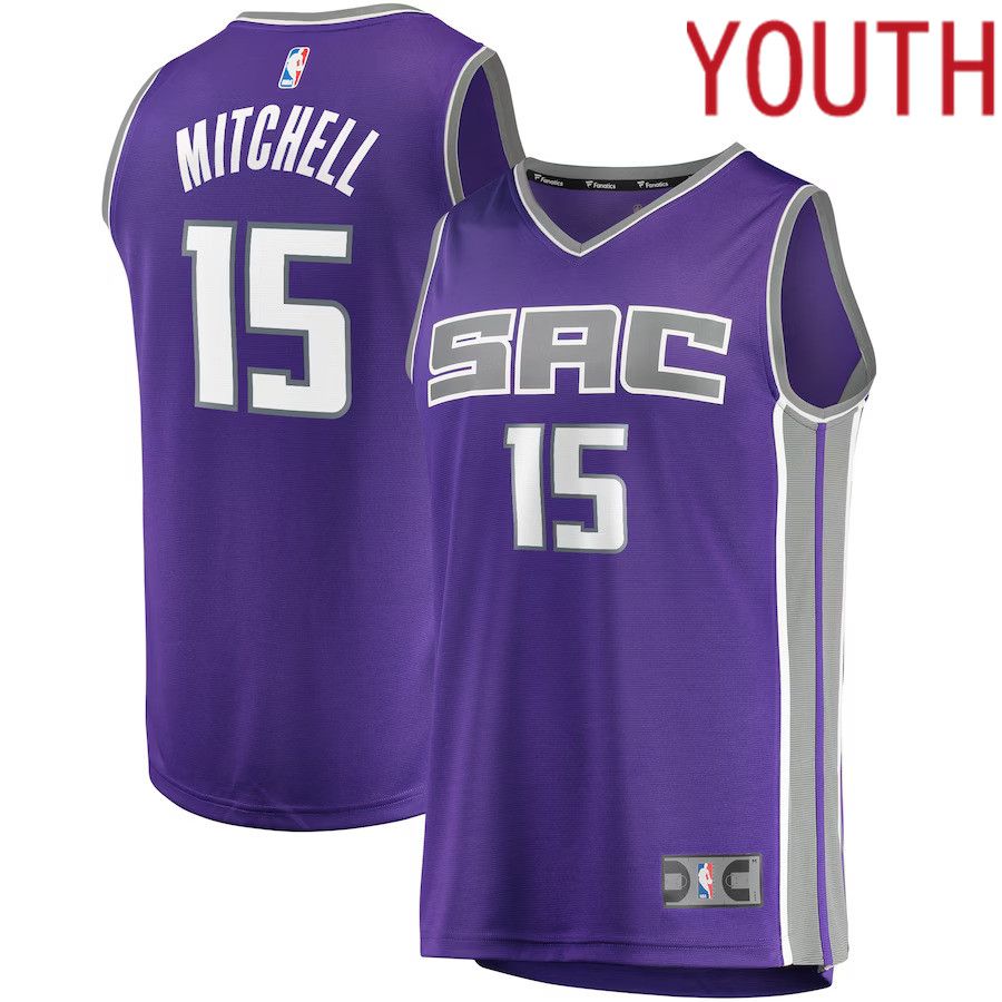 Youth Sacramento Kings #15 Davion Mitchell Fanatics Branded Purple Fast Break Player NBA Jersey